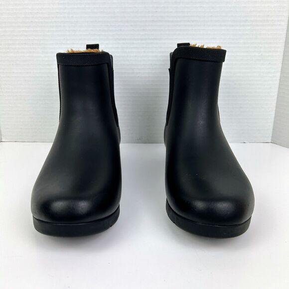 Chooka Delridge Chelsea Waterproof Rain Boots Fur Lined Ankle Bootie Black sz 7 - Picture 3 of 13